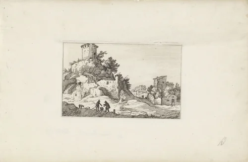 Tempel van de Sibylle in Tivoli by Claes Jansz Visscher, print, 1618
