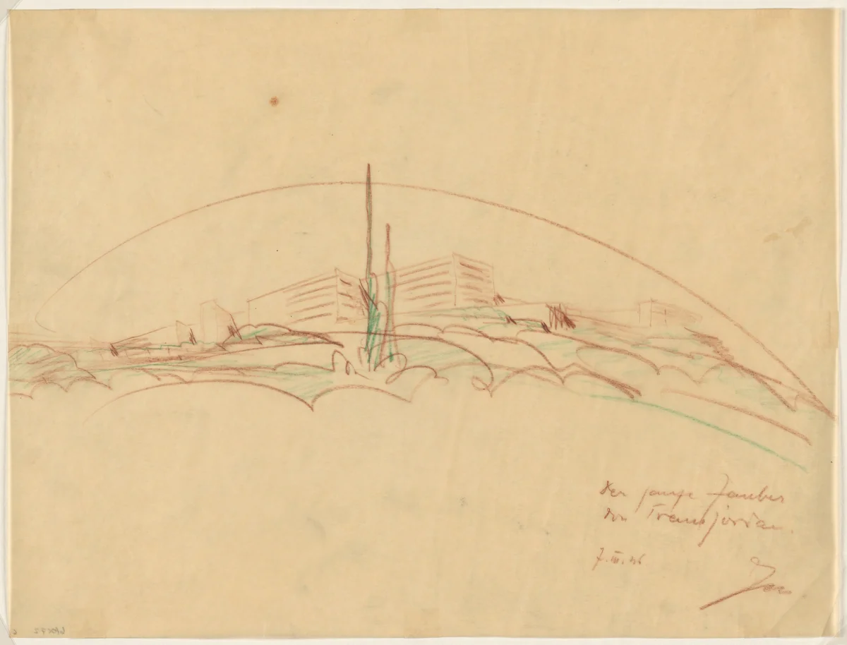Hadassah University Medical Center, Mount Scopus, Jerusalem, Perspective by Erich Mendelsohn, architecture, 1936