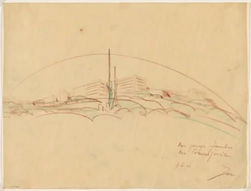 Hadassah University Medical Center, Mount Scopus, Jerusalem, Perspective by Erich Mendelsohn, architecture, 1936