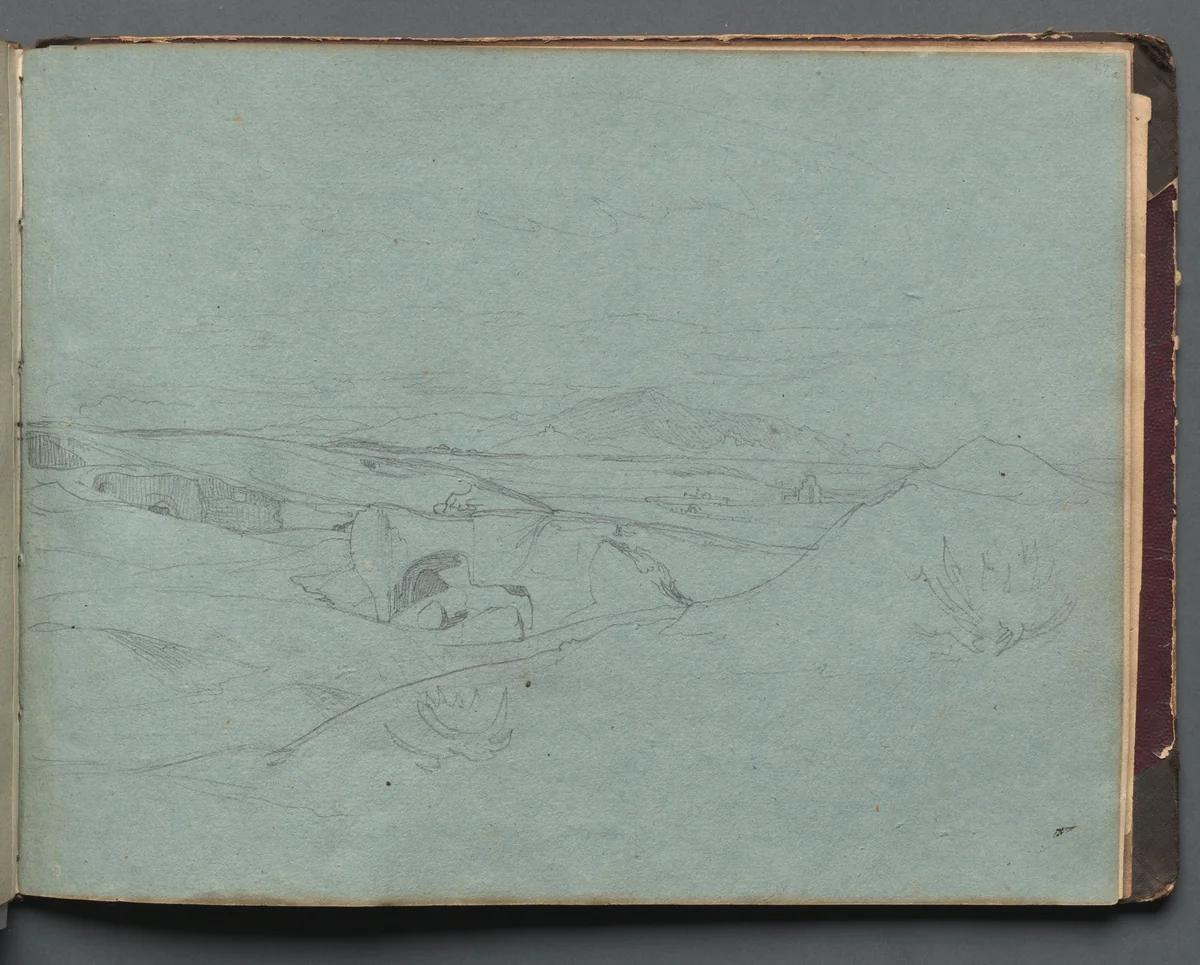 Album with Views of Rome and Surroundings, Landscape Studies, page 52a: Roman Landscape by Franz Nadorp, book, 1830-1870