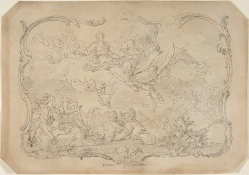 The Goddess of Music Distributing Her Gifts to the Nations by Hubert François Gravelot, drawing, 1710-1773