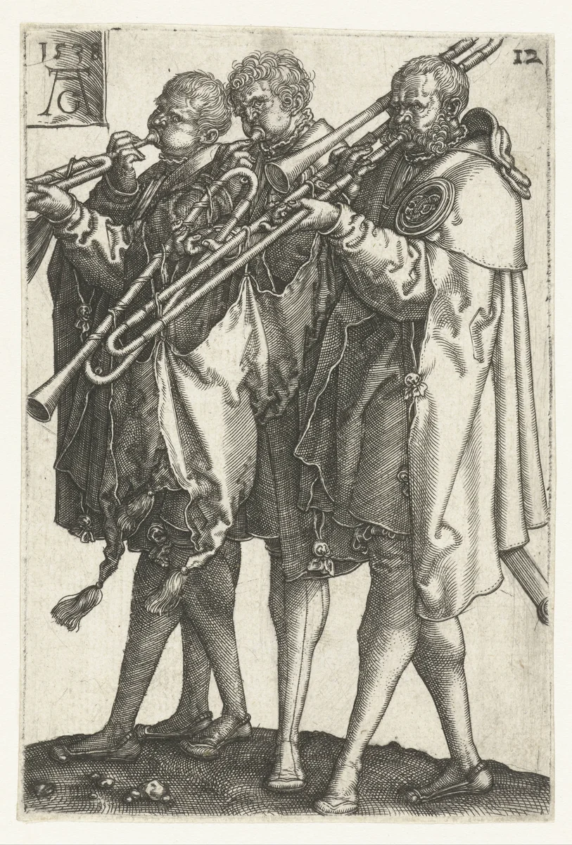 Drie muzikanten by Unknown, print, 1538
