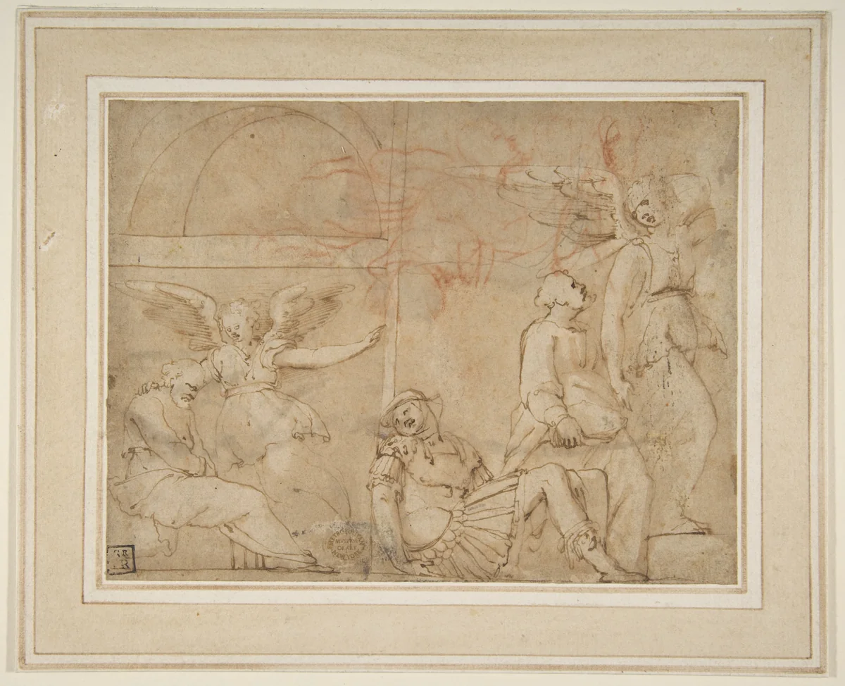 St. Peter Delivered from Prison by Polidoro da Caravaggio, drawing, 1499-1543