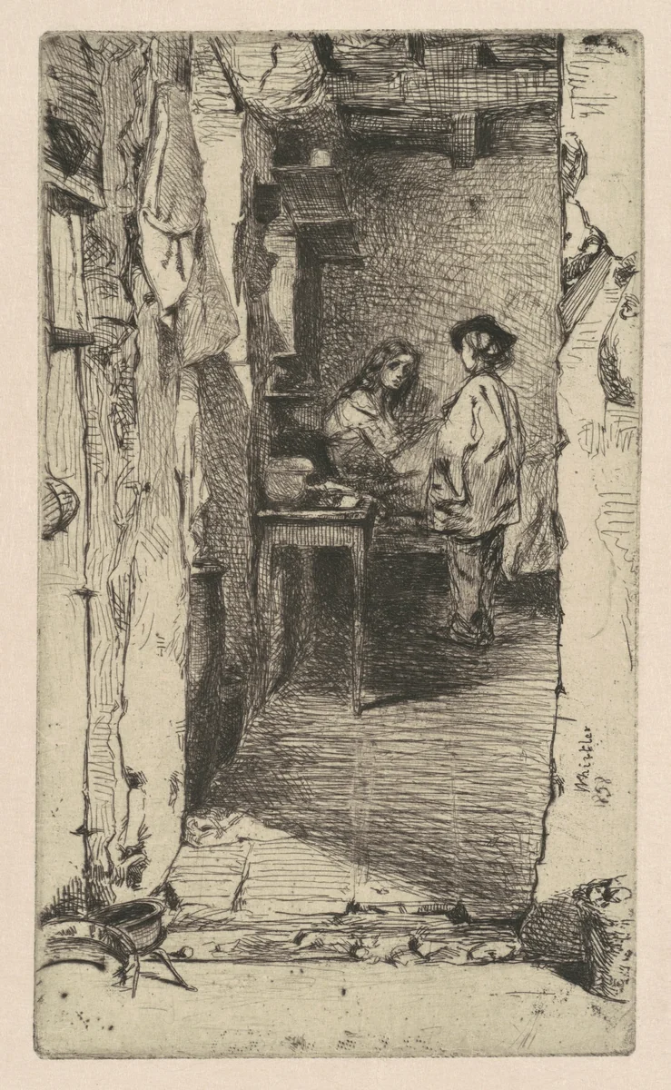 Rag Pickers, Quartier Mouffetard, Paris by James McNeill Whistler, print, 1858