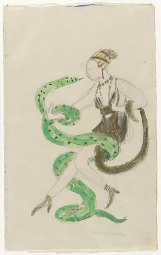 Costume design (Euridice and the Snake) for artist's ballet Orphée of the Quat-z-arts by Florine Stettheimer, drawing, 1912