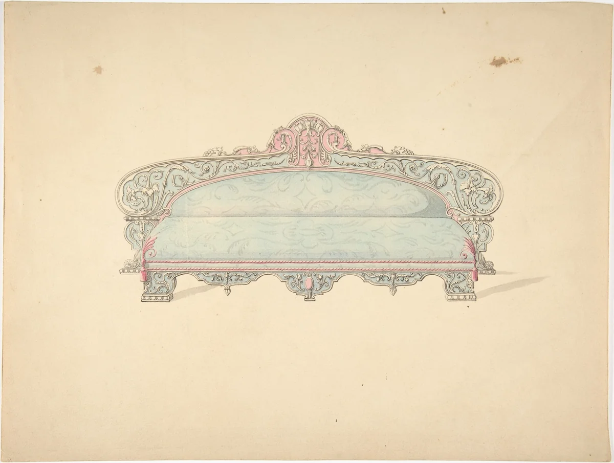 Design for Ottoman by Robert William Hume, drawing, 1835-1900