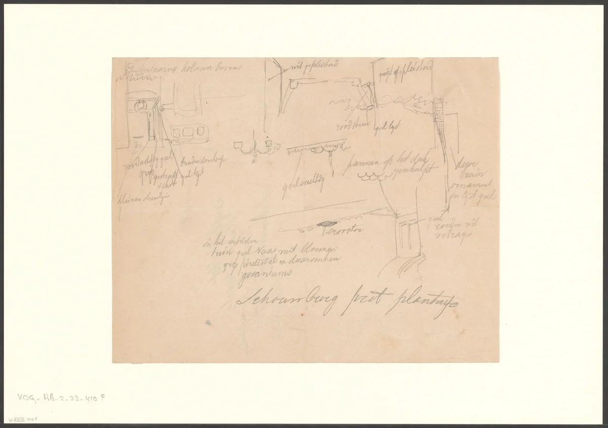 Compositie met details van Theater Frascati by Johan George Lodewijk Rieke, drawing, 1879-1889