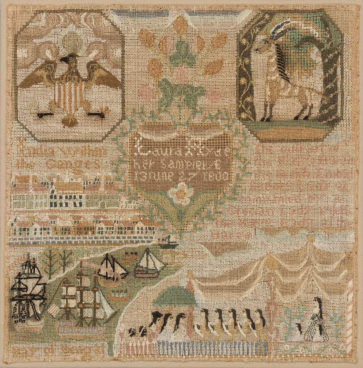 Sampler by Laura Hyde, artwork, 1800