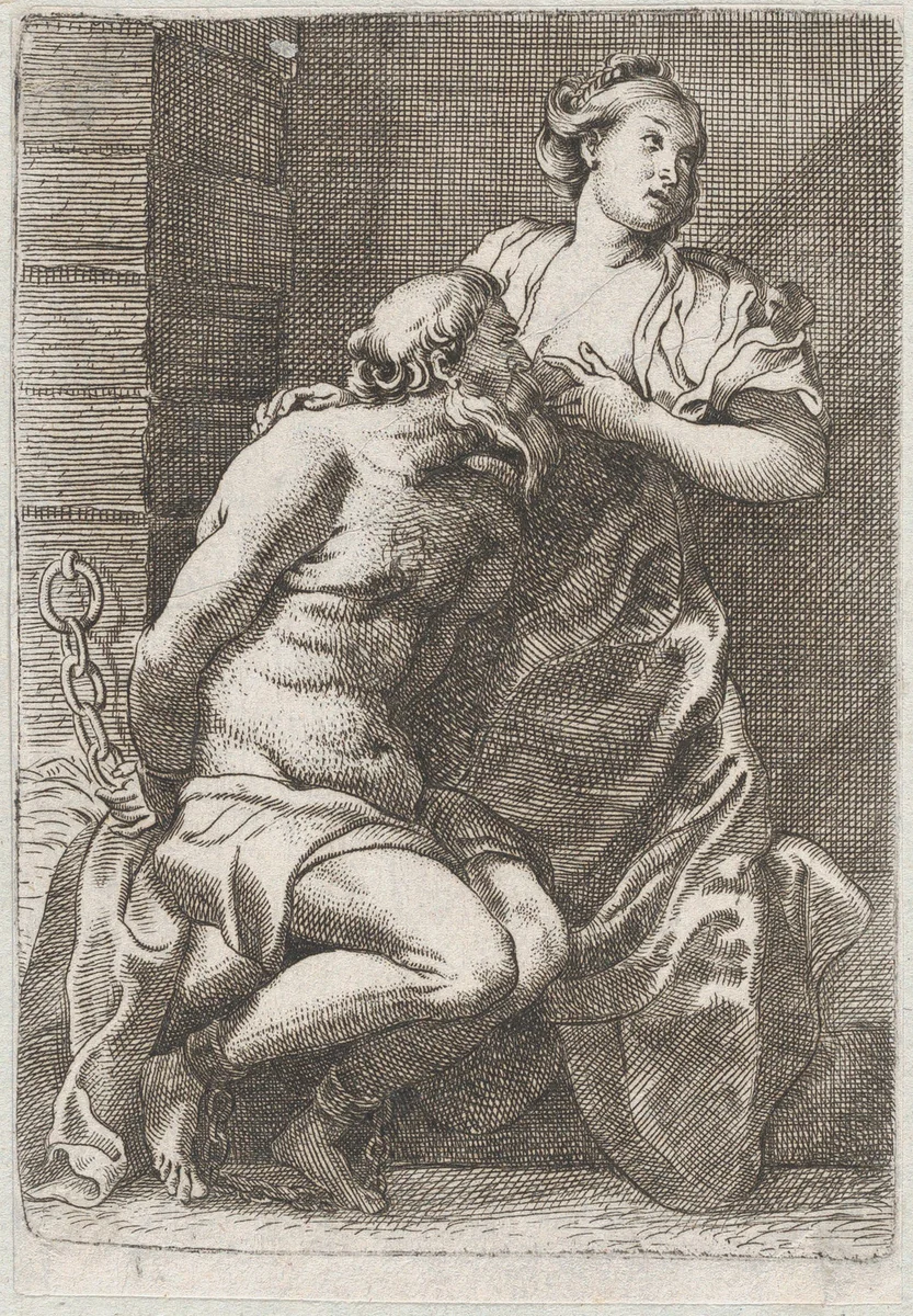 Cimon and Pero by anonymous, print, 1625-1705