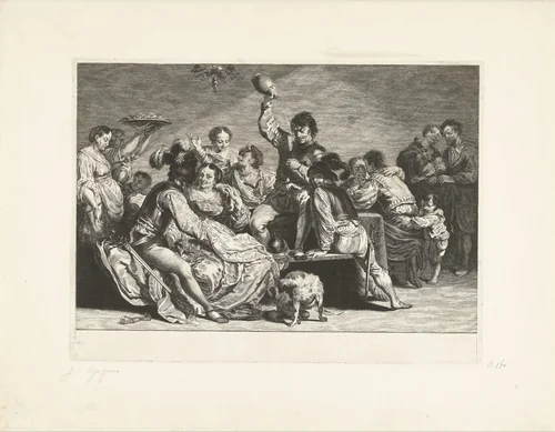 Bordeel by Jeremias Falck, print, 1655-1677