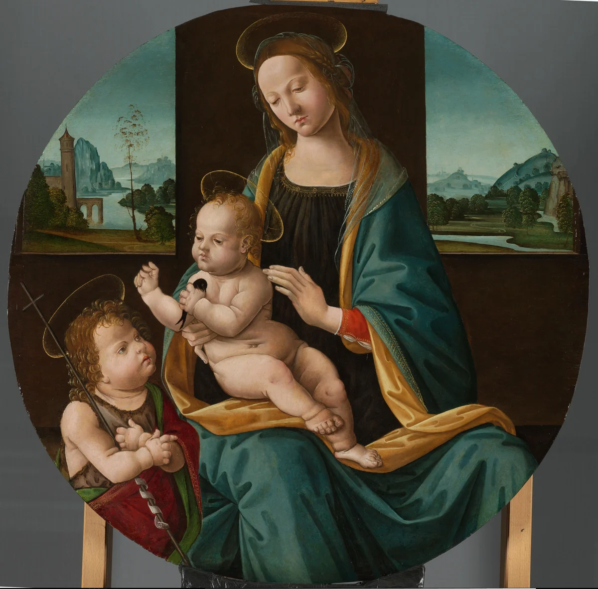 Maria met Christuskind en Johannes de Doper by Meester van de Conversazione di Santo Spirito, painting, 1490-1515