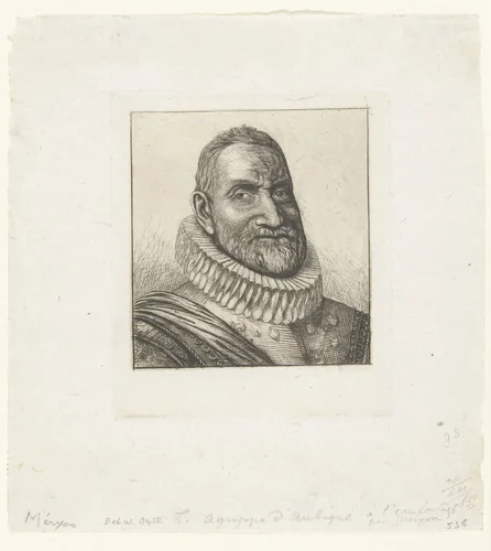 Portret van Théodore Agrippa d'Aubigné by Charles Meryon, print, 1861