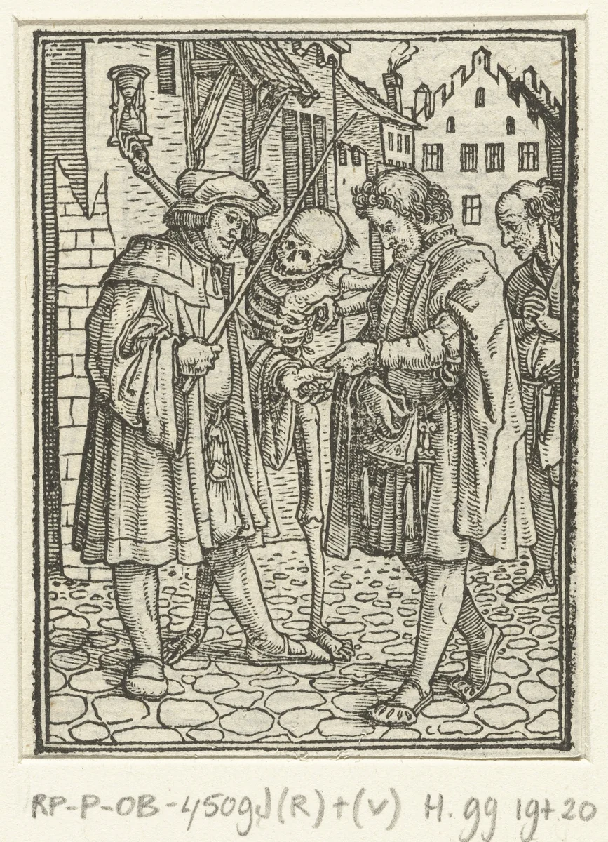 Advocaat en de Dood by Hans Holbein, print, 1524-1526