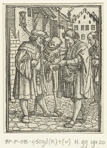 Advocaat en de Dood by Hans Holbein, print, 1524-1526
