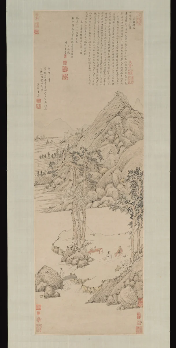 Landscape dedicated to Xiang Yuanbian by Wen Jia, painting, 1578