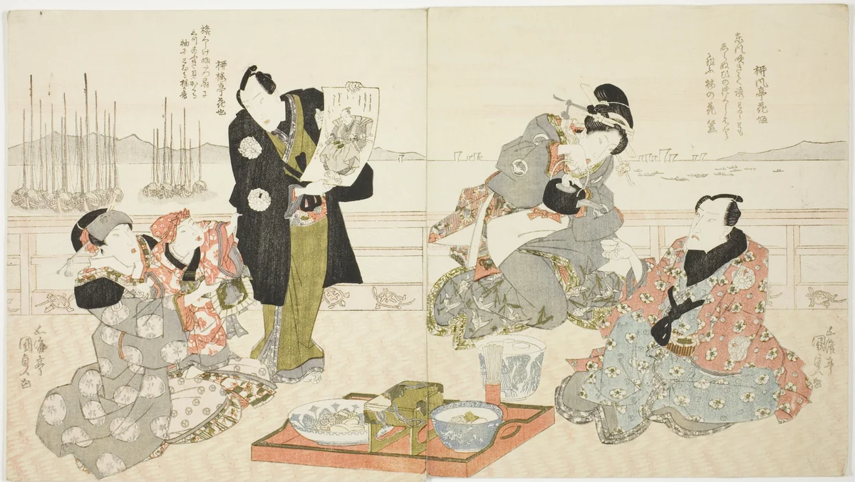 The actors Onoe Kikugoro III, Onoe Matsutake III, and Iwai Kumesaburo II by Utagawa Kunisada (歌川国貞), print, 1820-1830