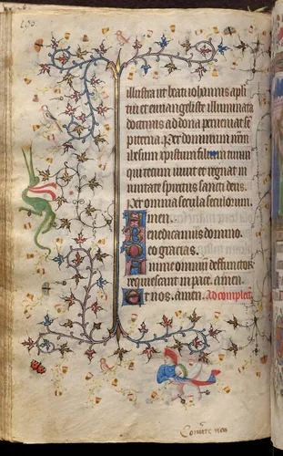 Hours of Charles the Noble, King of Navarre (1361-1425): fol. 95v, Text by Master of the Brussels Initials and Associates, book, 1400-1410