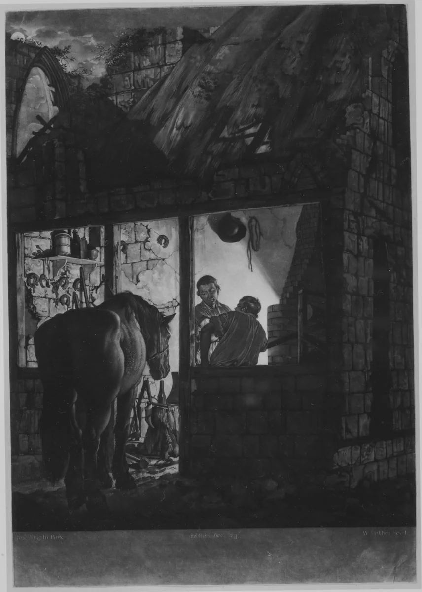 The Farrier's Shop by William Pether, print, 1771