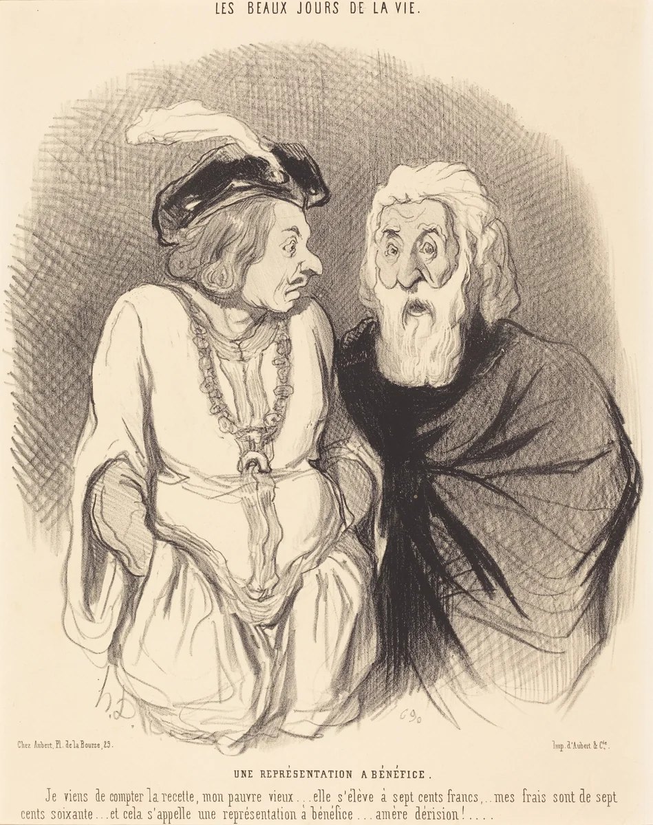 Une Représentation a bénéfice by Honoré Daumier, print, 1844
