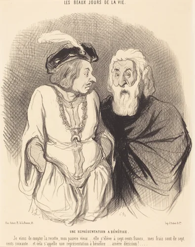 Une Représentation a bénéfice by Honoré Daumier, print, 1844