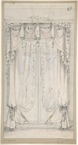 Design for Curtains by Charles Hindley and Sons, drawing, 1841-1884