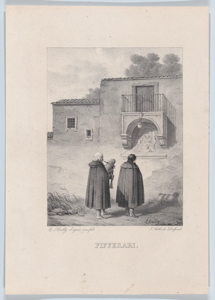 The Bagpipers by Louis-Léopold Boilly, print, 1826