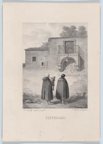 The Bagpipers by Louis-Léopold Boilly, print, 1826