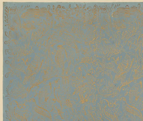 Blad met verschillende vogels met bloemen en vruchten by Dessauerschen Buntpapierfabrik, other, 1850-1920