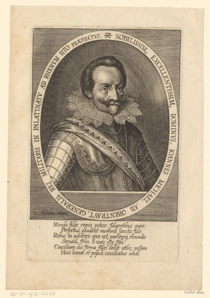 Portret van Hans Michael Elias von Obentraut by Lucas Kilian, print, 1589-1637