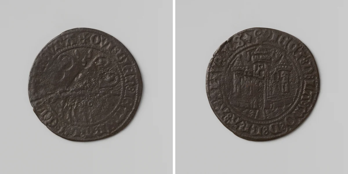 Karel de Stoute, hertog van Bourgondie, rekenpenning van het hertogdom Brabant by anonymous, metalwork, 1467-1477