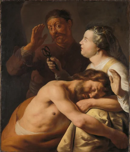 Samson and Delilah by Jan Lievens, painting, 1626-1627