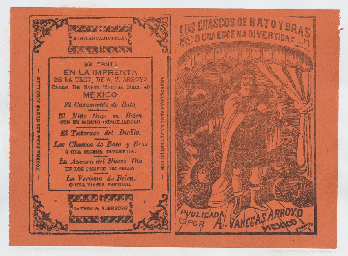 Cover for "Los Chascos de Bato y Bras o una Eccena Divertida" by José Guadalupe Posada, print, 1886-1896