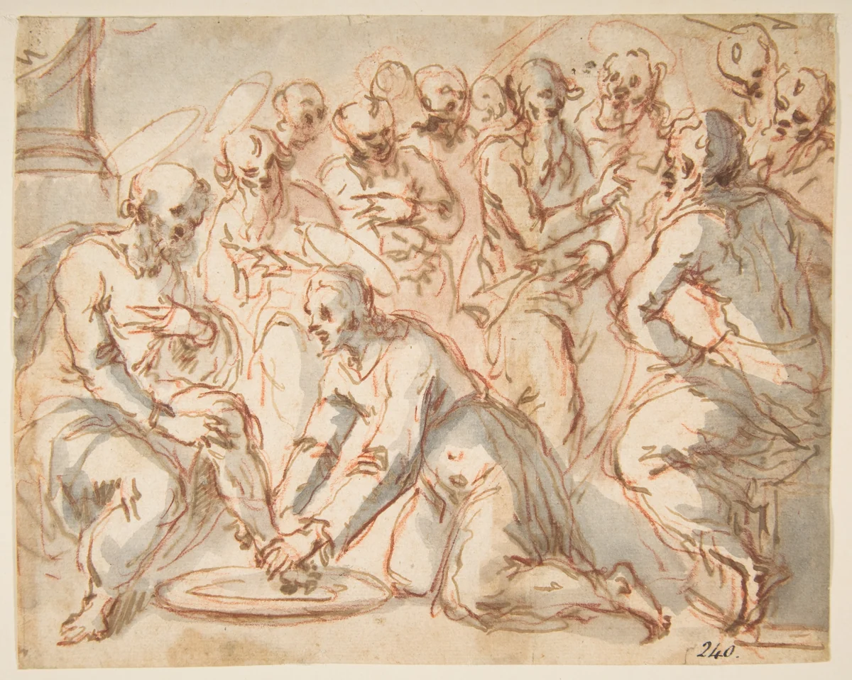 Christ Washing the Disciples' Feet by Francesco Vanni, drawing, 1563-1610