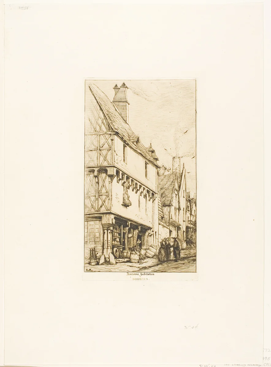 An Old House at Bourges by Charles Meryon, print, 1860