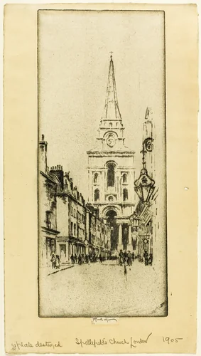 Spitalfields Church by Joseph Pennell, print, 1906