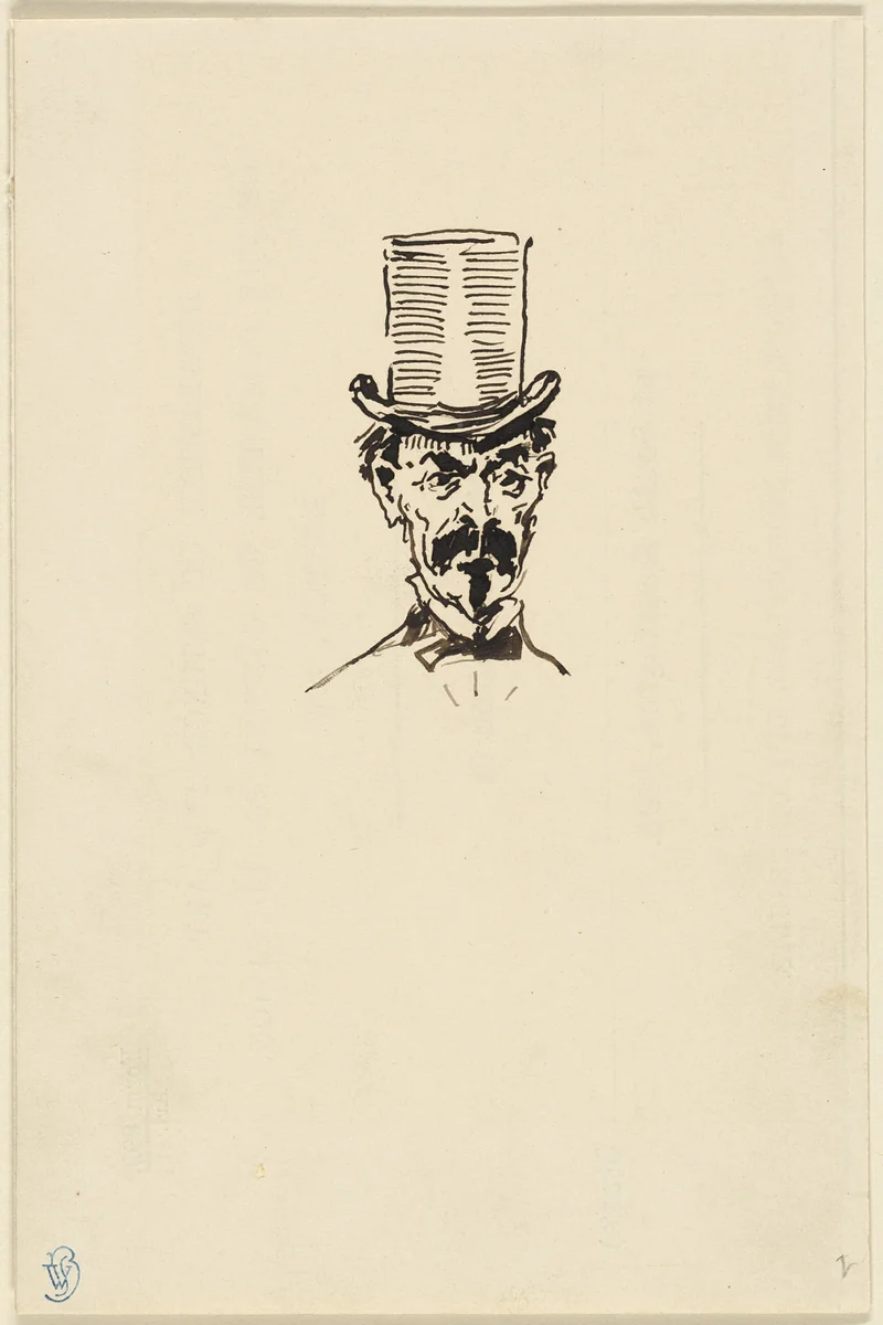 Man in a Top Hat by James McNeill Whistler, drawing, 1854-1903