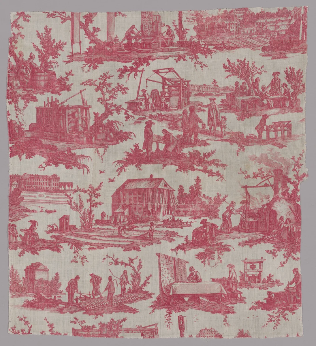 Les Travaux de la Manufacture (The Activities of the Factory) (Furnishing Fabric) by Jean Baptiste Huet, textile, 1783-1784