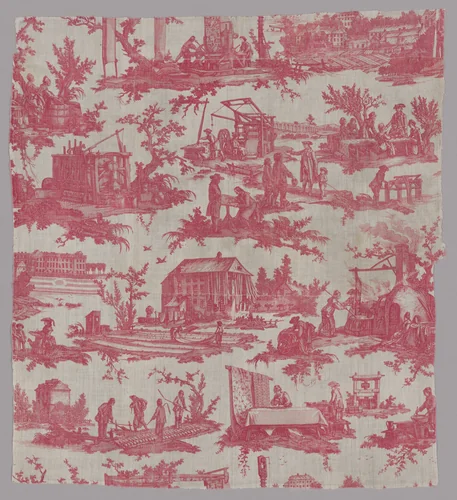 Les Travaux de la Manufacture (The Activities of the Factory) (Furnishing Fabric) by Jean Baptiste Huet, textile, 1783-1784