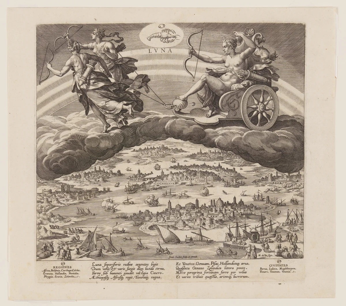 The Moon, from The Seven Planets by Jan Sadeler I, print, 1585