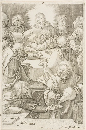 The Last Supper by Jan Harmensz. Muller, print, 1610-1625