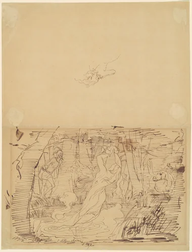 Gretchen Murdering Her Child by Emanuel Leutze, drawing, 1852