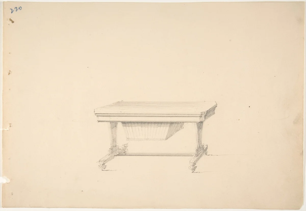 Design for a Worktable by anonymous, drawing, 1800-1850