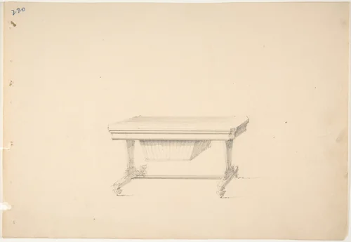 Design for a Worktable by anonymous, drawing, 1800-1850