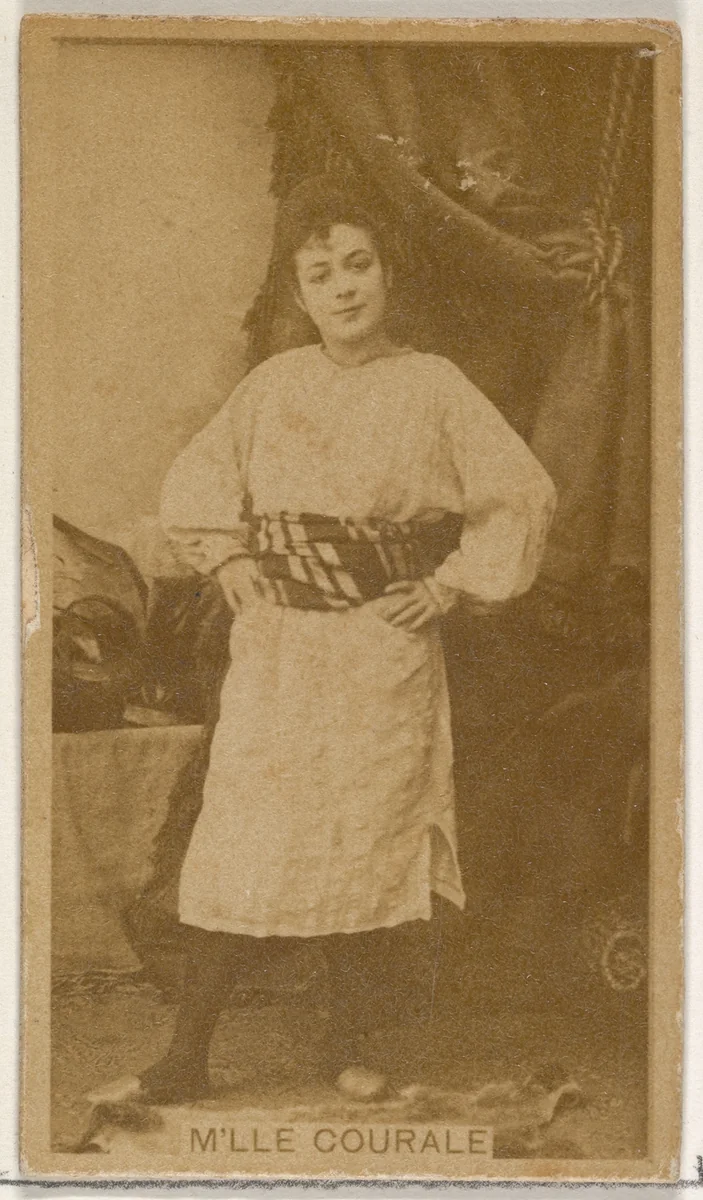 M'lle Couralet, from the Actors and Actresses series (N45, Type 8) for Virginia Brights Cigarettes by Allen & Ginter, photograph, 1885-1891