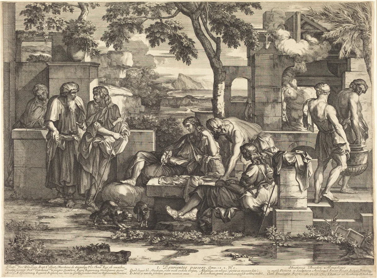 Esurientes pascere by Sébastien Bourdon, print, 1665-1670