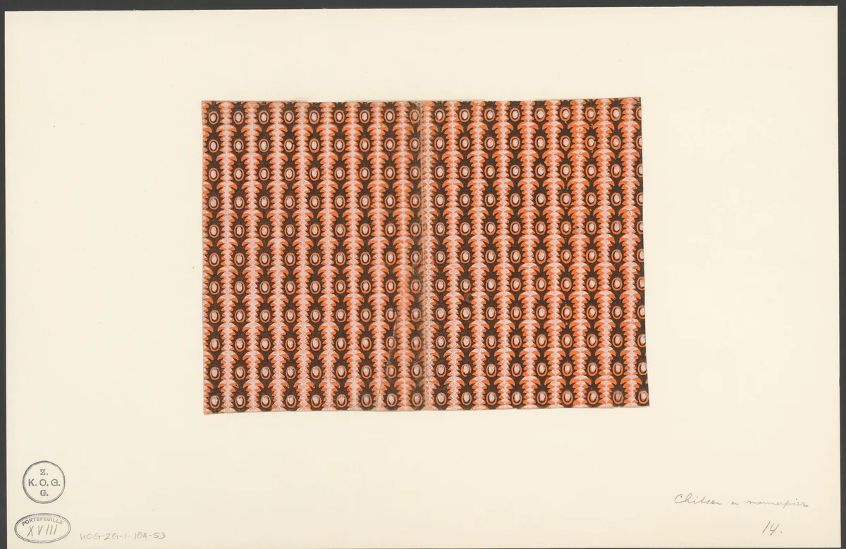 Ontwerp voor een sits met palmmotief en ovalen by anonymous, drawing, 1750-1799