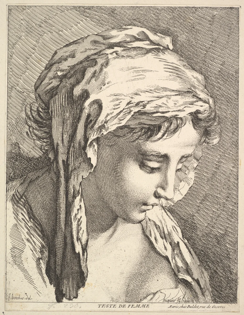 Head of a Woman by Jacques Gabriel Huquier, print, 1745-1800