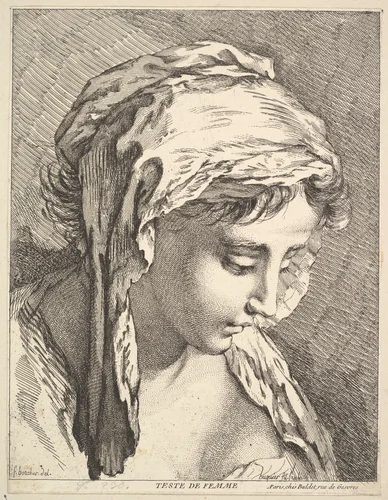 Head of a Woman by Jacques Gabriel Huquier, print, 1745-1800