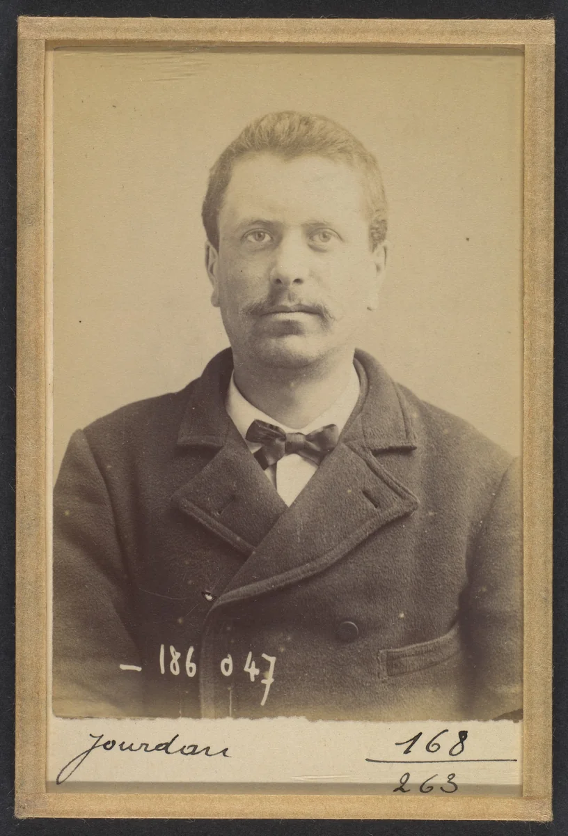 Jourdan. Numa. 30 ans, né le 27/8/61 à Courbevoie (Seine). Teinturier. Anarchiste. 23/4/92. by Alphonse Bertillon, photograph, 1892
