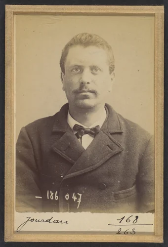 Jourdan. Numa. 30 ans, né le 27/8/61 à Courbevoie (Seine). Teinturier. Anarchiste. 23/4/92. by Alphonse Bertillon, photograph, 1892